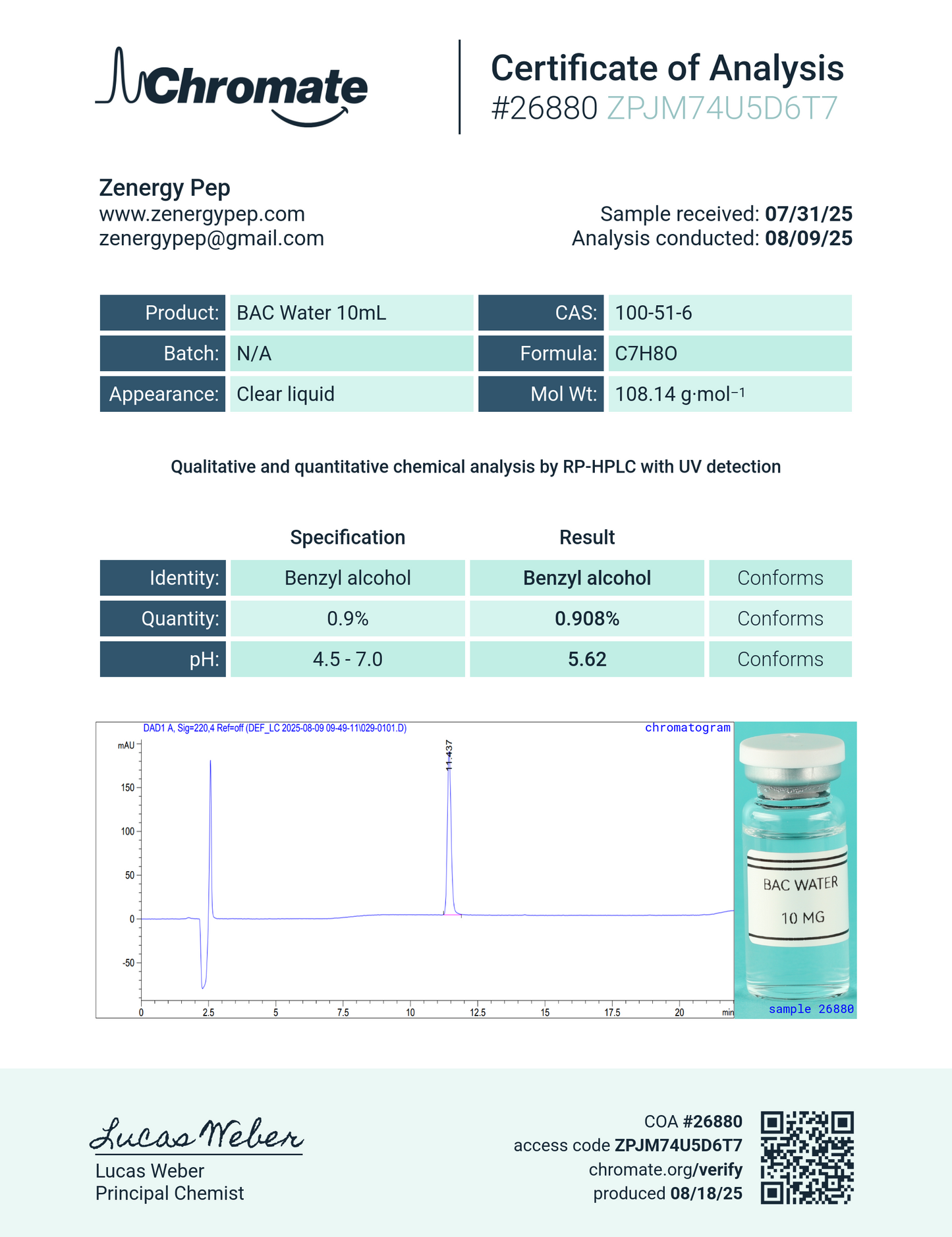 BAC WATER 10ML