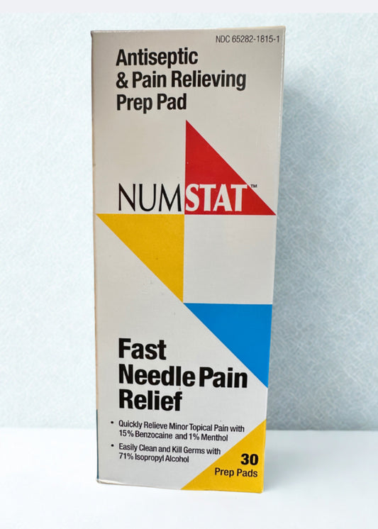 NUMSTAT Antiseptic and pain relieving prep pad