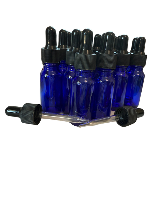 Cobalt blue dropper bottle 1/2 oz